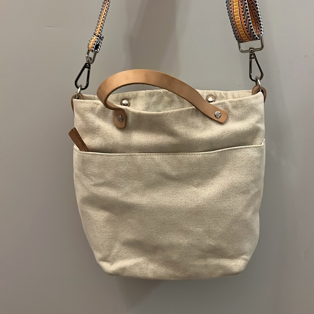 Brighton “Sunny Daisy” Embroidered Canvas Bag “Let Love Grow “ Colorful Strap - Picture 5 of 11